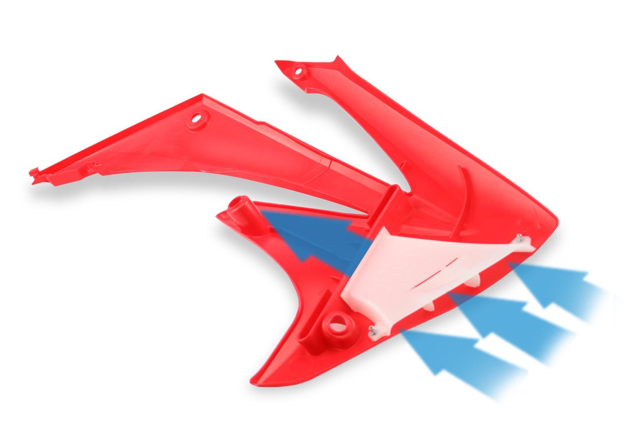 Spojlery chladiča POWERFLOW Cycra – červená, Honda 2009–2011 CRF450, 2010–2011 CRF250