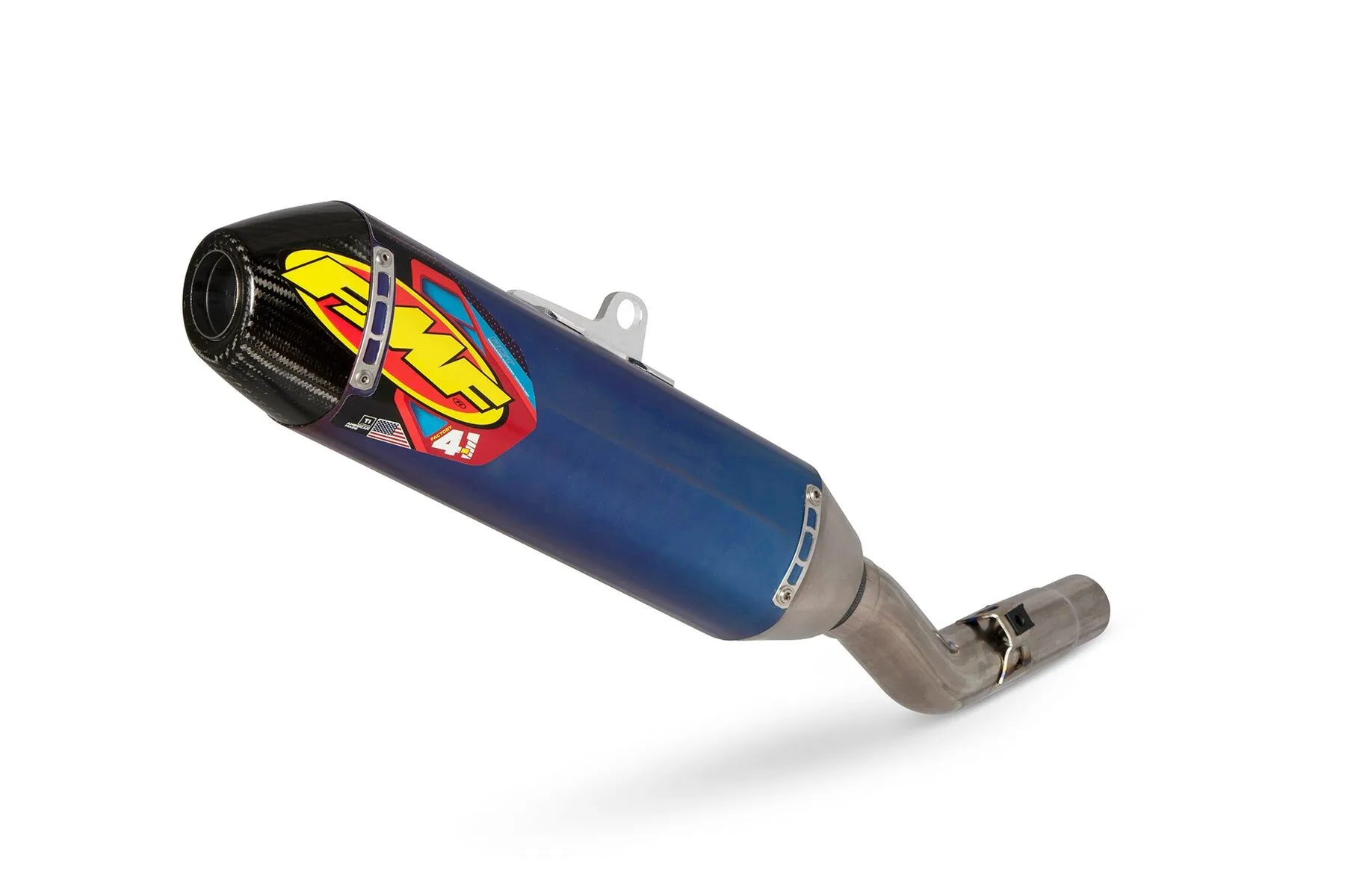 Tlmič výfuku FMF Factory 4.1 RCT — Yamaha WR 250 F 2020–2021, s lapačom iskier, titánový tlmič, titánové potrubie, karbón, modrý (4T)