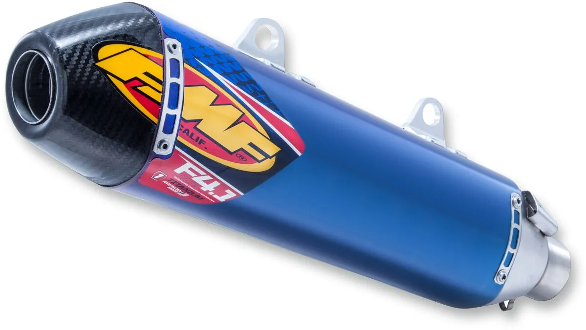 FMF Factory 4.1 RCT silencer — KTM SX-F 250 2015–2018 and others, titanium silencer, carbon, blue (4T)