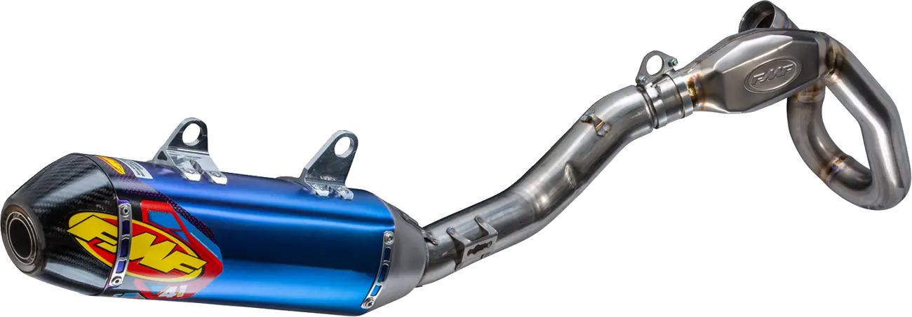 Kompletný výfukový systém FMF Factory 4.1 RCT — Ducati DESMO 450 EDX, DESMO 450 MX 2026, titánový tlmič, titánové potrubie, karbón, modrý (4T)