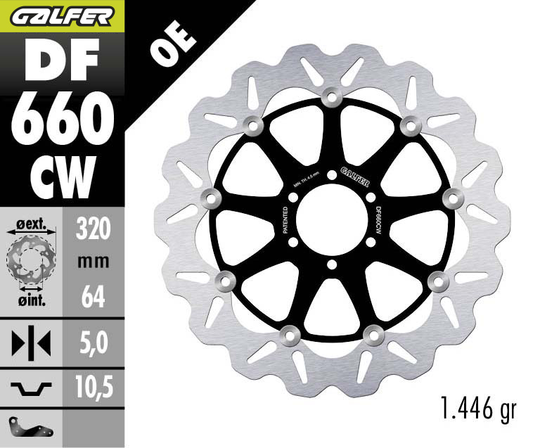 Predný brzdový kotúč GALFER Wave plávajúci 320 mm – Ducati 851-888