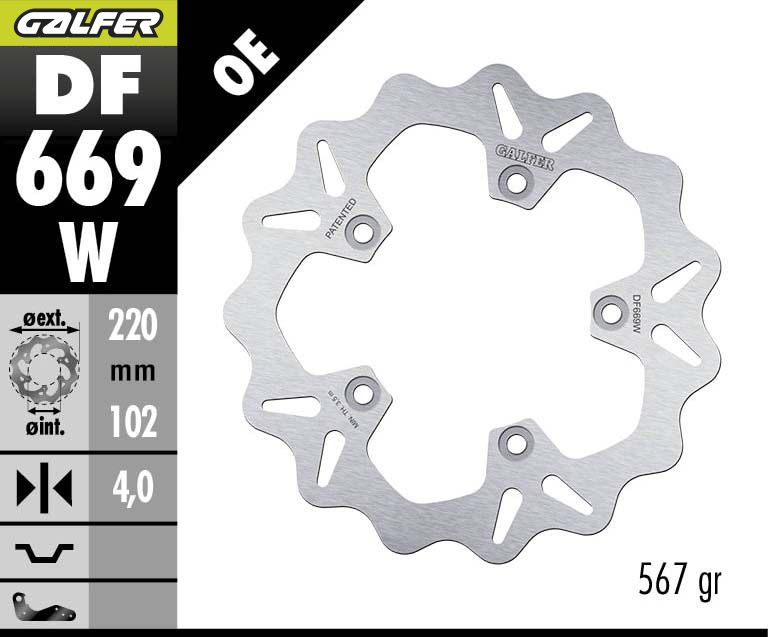 Zadný brzdový kotúč GALFER Wave pevný 220 mm – Aprilia RS 250
