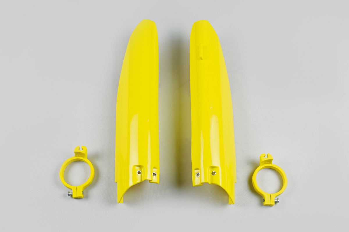 UFO Kryty predných tlmičov Suzuki RM 125/250 2004-2006 / RMZ 450 2005-2006 žltá